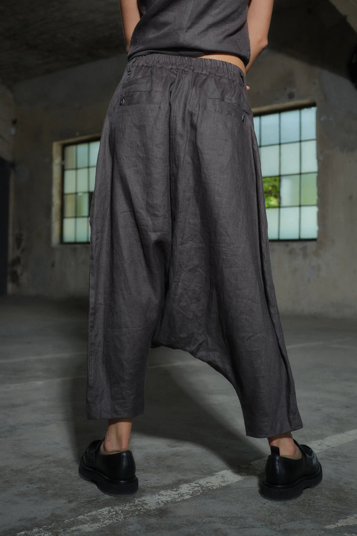 Elasticated Waistband Detail - Boho Linen Harem Pants