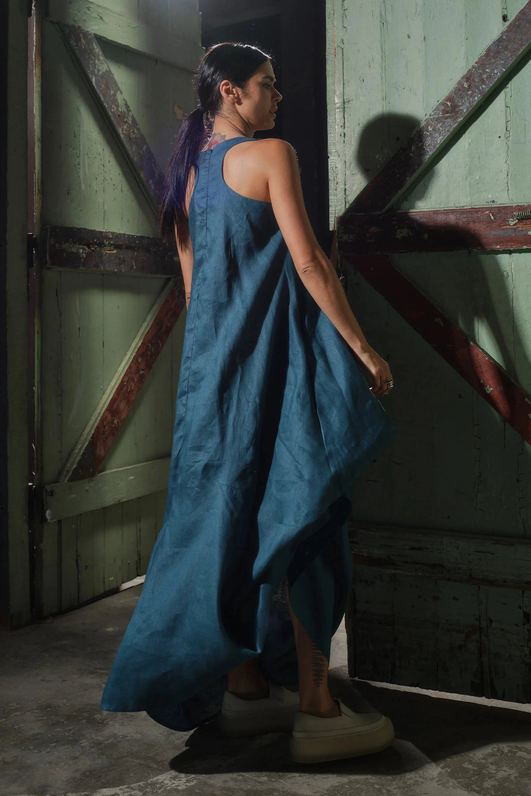 Bold Asymmetrical Linen Maxi Dress | Effortless Chic for Summer Occasions 3XL / Khaki Green Bold Asymmetrical Linen Maxi Dress | Effortless Chic for Summer Occasions 3XL / Khaki Green