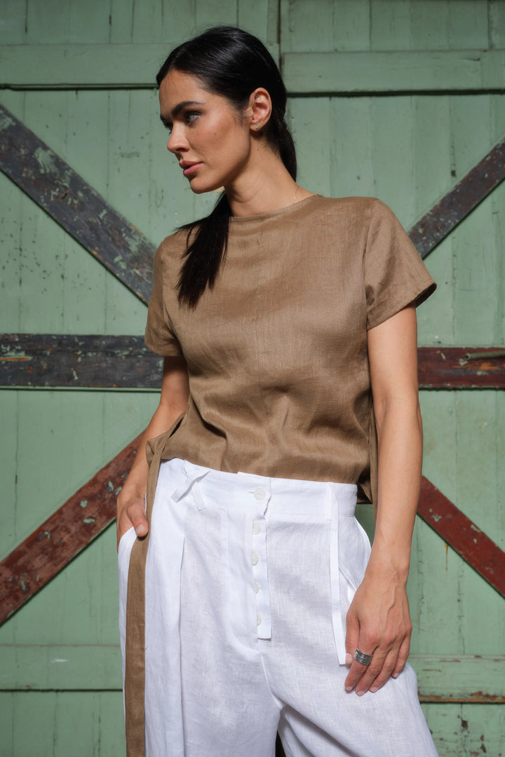 Eco-Friendly Style - Women's Reversible Wrap Top in Pure Italian Linen