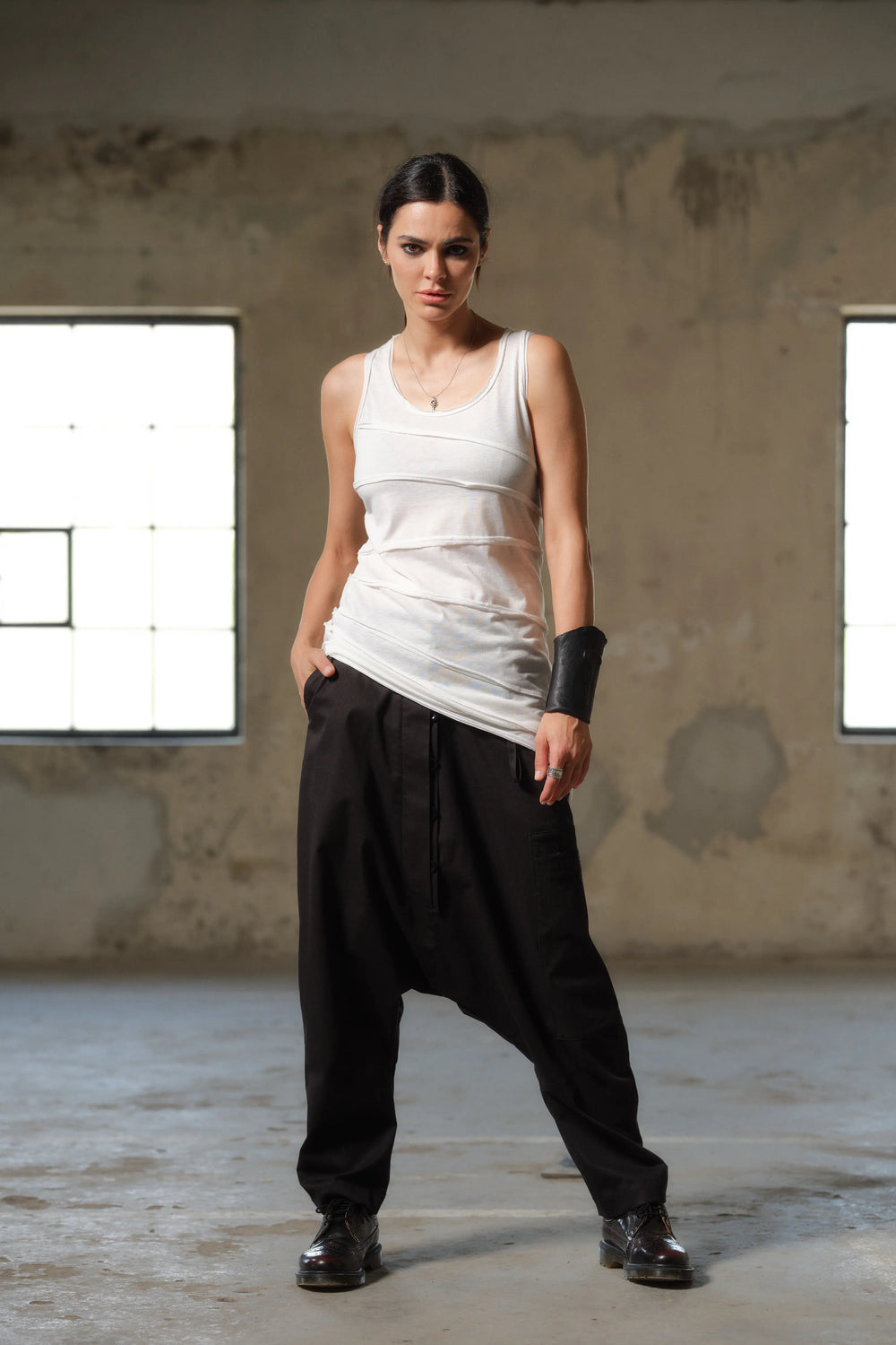 Avant-Garde Asymmetric Women's Tank Top - White