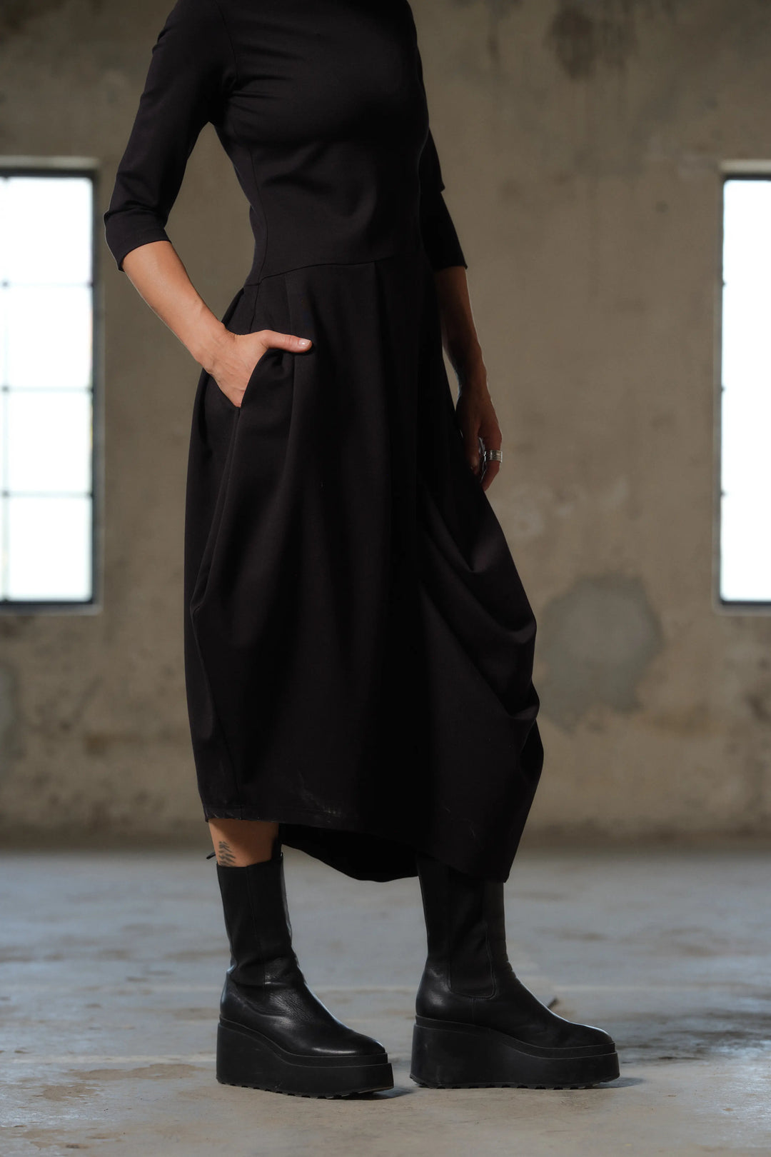 Avant garde winter asymmetrical long dress