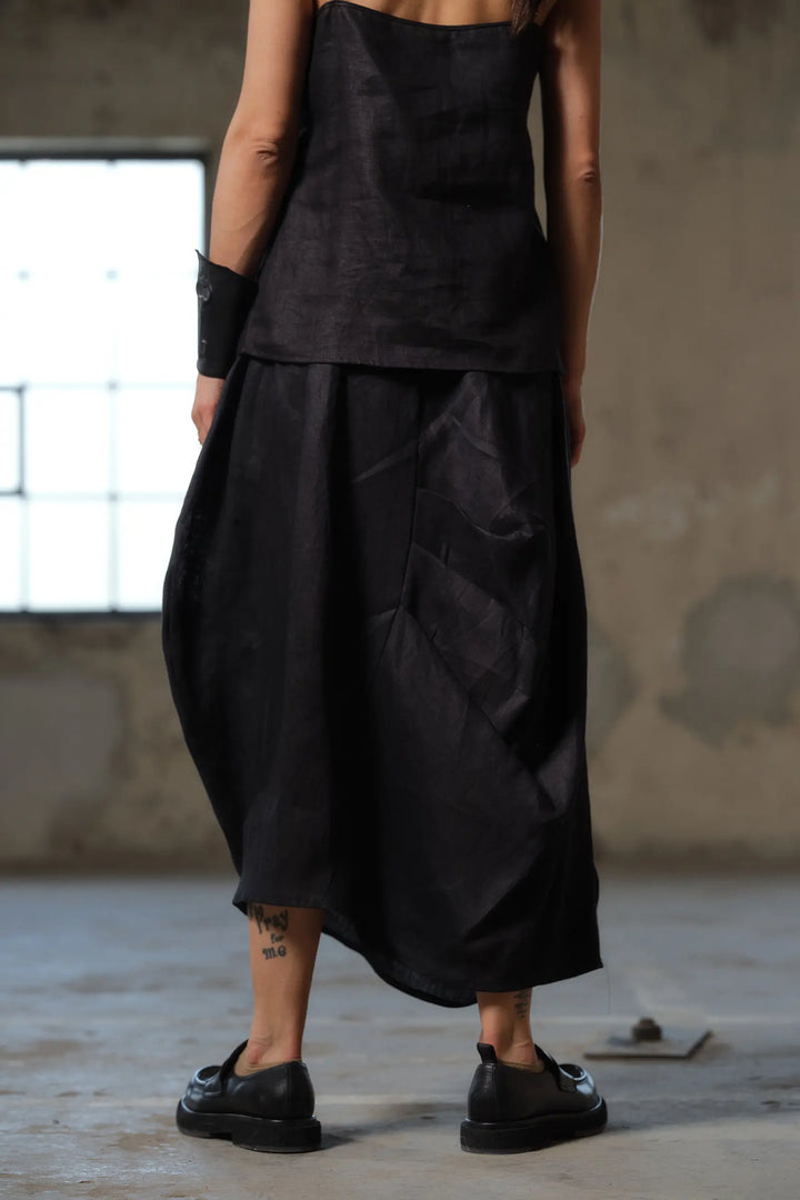 Elegant Party Look with Black Organic Linen Skirt