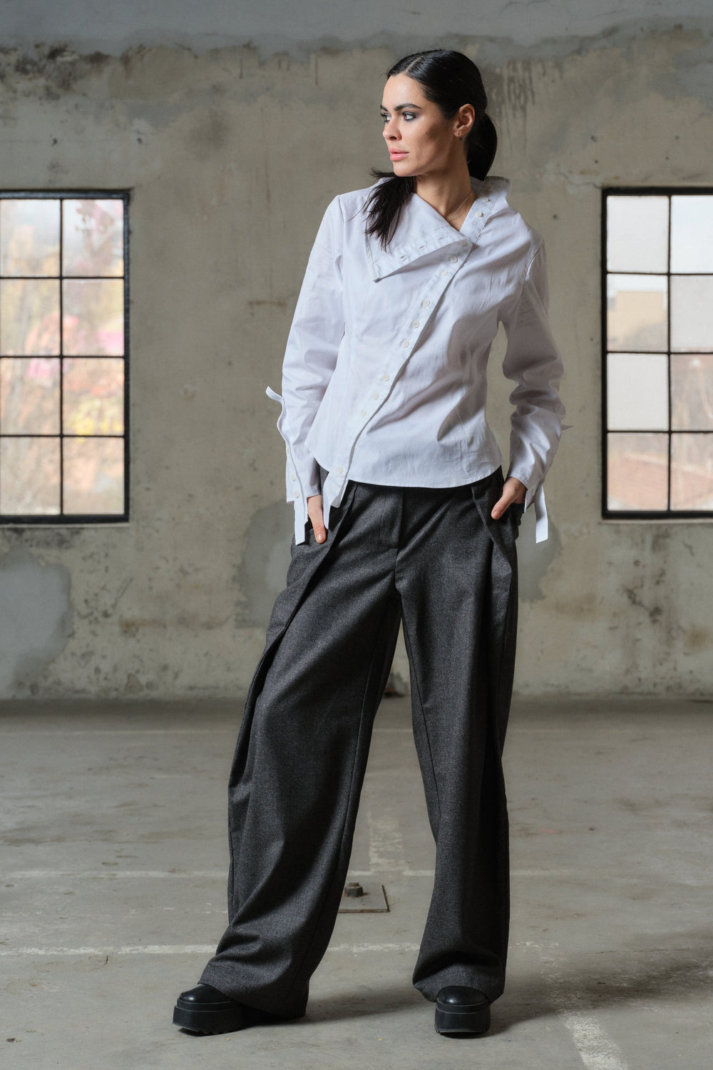 Asymmetrical cotton shirt women's