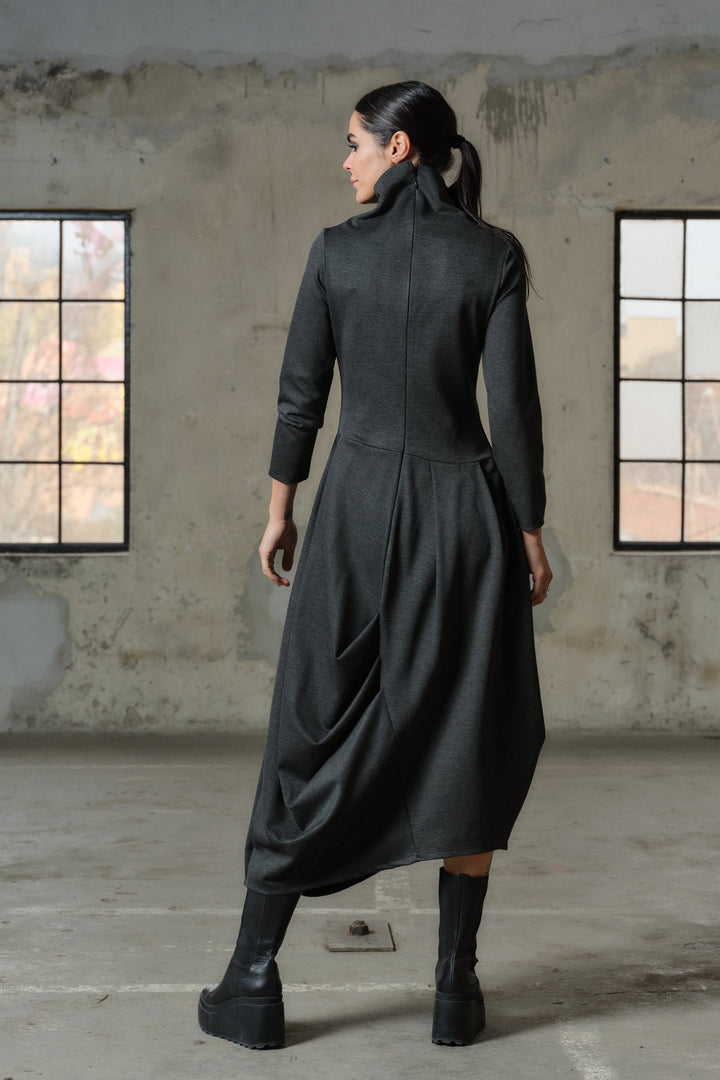 Avant garde asymmetrical midi dress