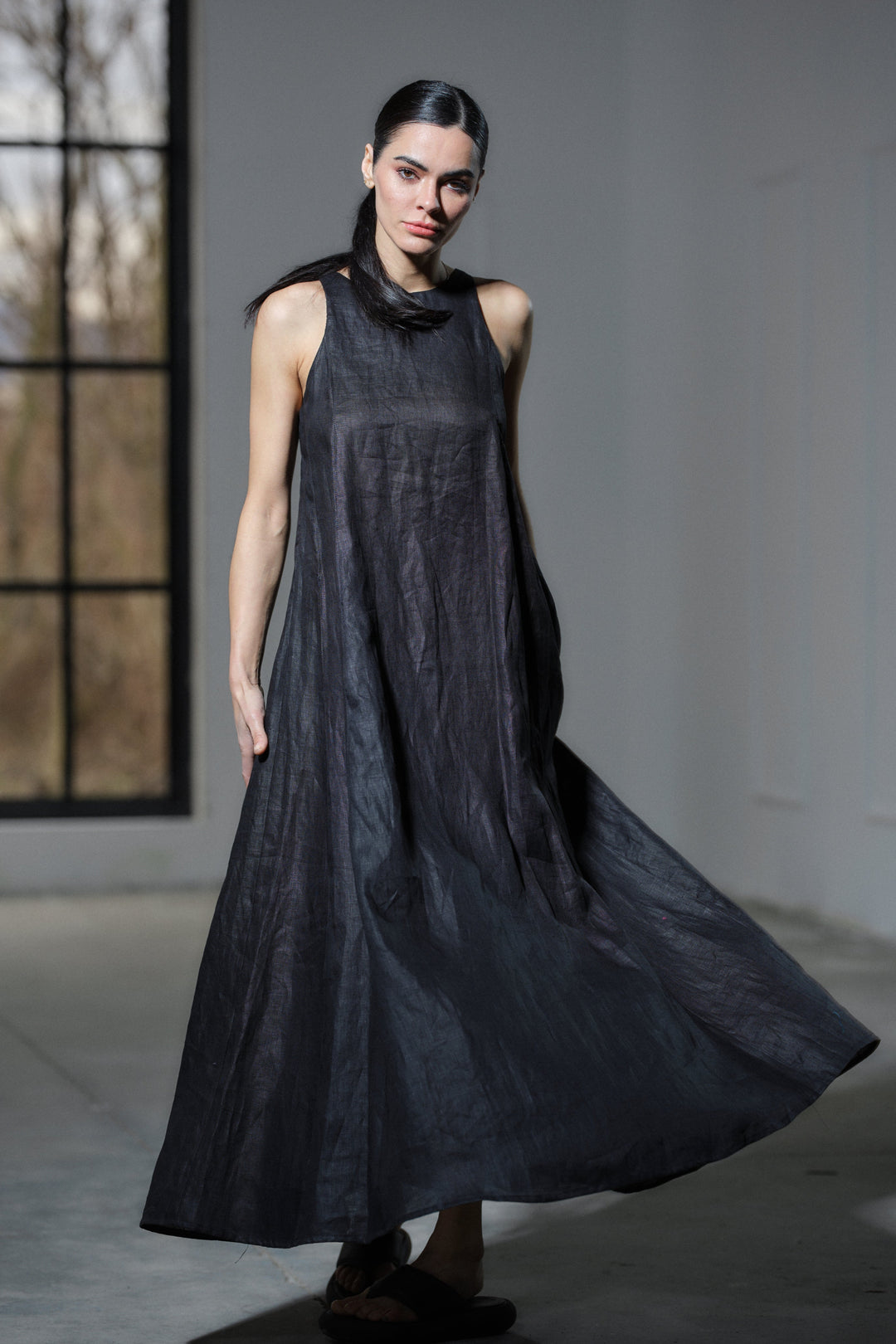 Summer Maxi Boho Linen Dress | Summer Black Maxi Dress | Linen Dress 3XL / Khaki Green Summer Maxi Boho Linen Dress | Summer Black Maxi Dress | Linen Dress 3XL / Khaki Green