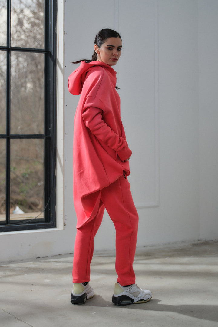 Avant-garde asymmetrical cotton hoodie