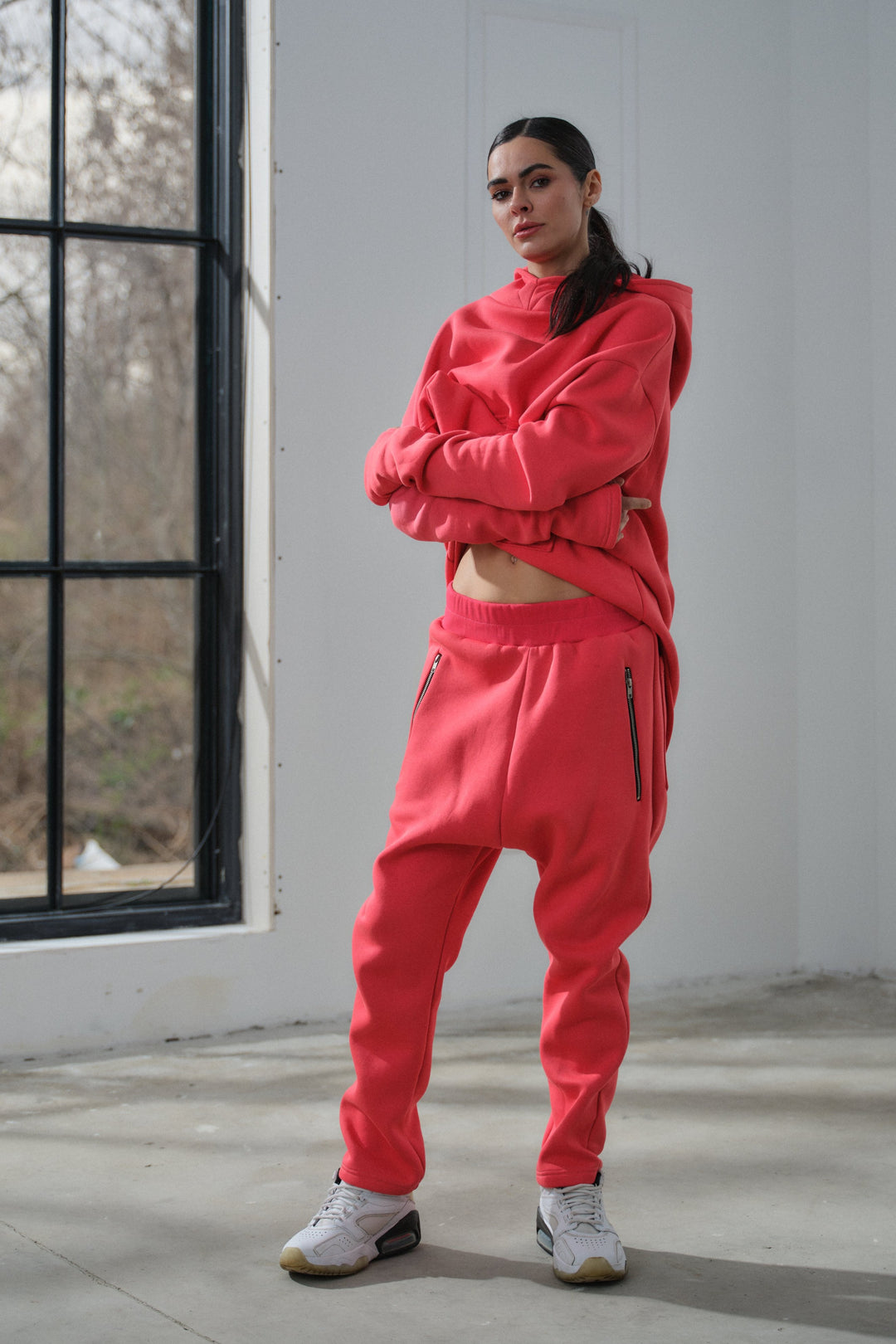 Asymmetrical cotton tracksuit set of two