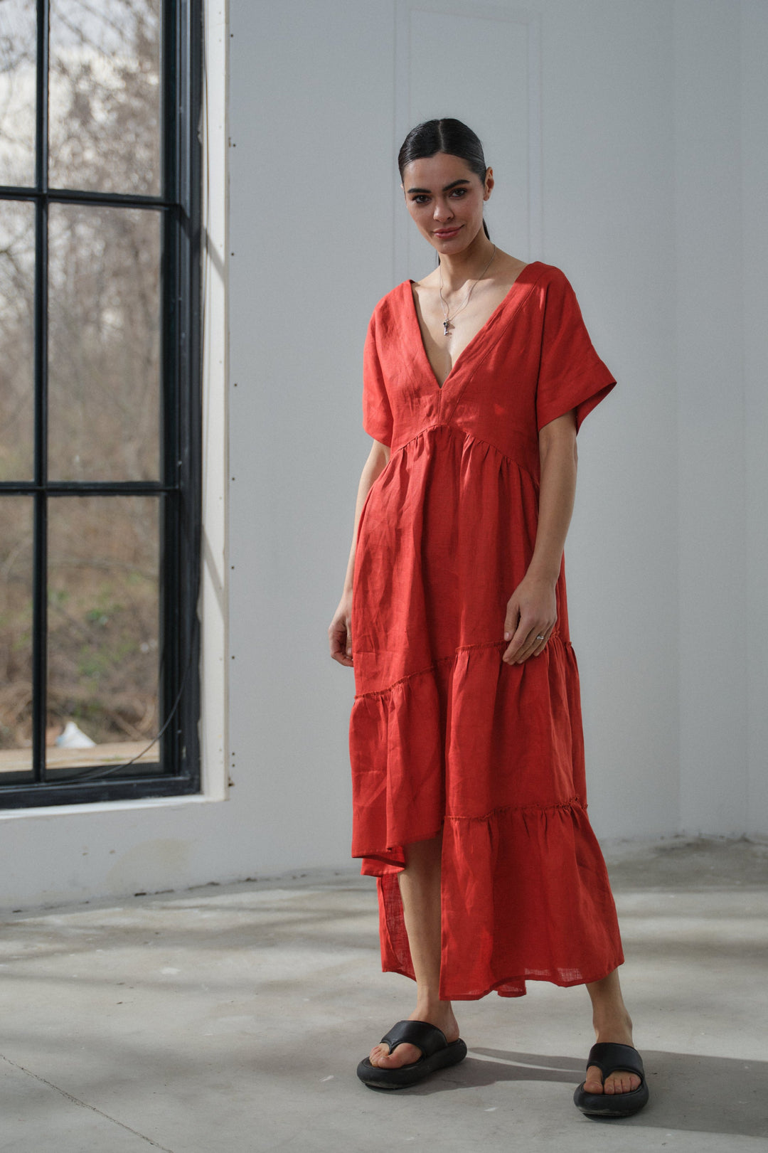 Loose fit summer linen dress