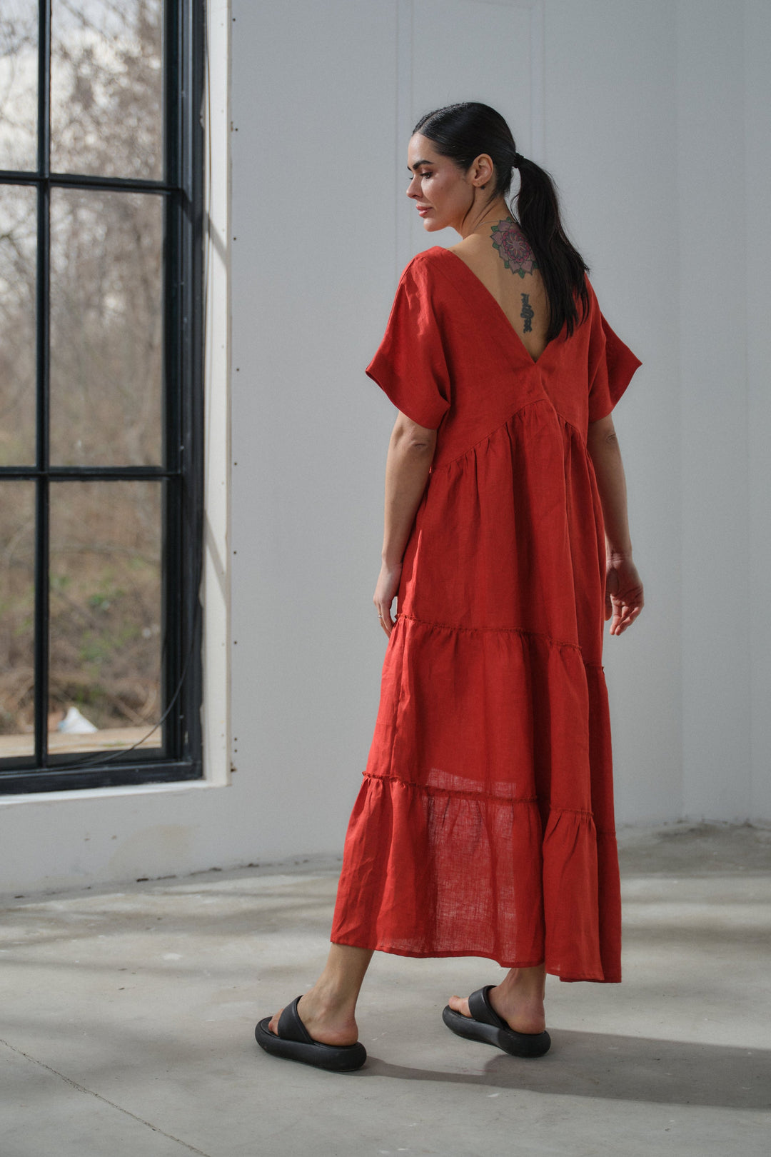 Loose fit summer linen dress