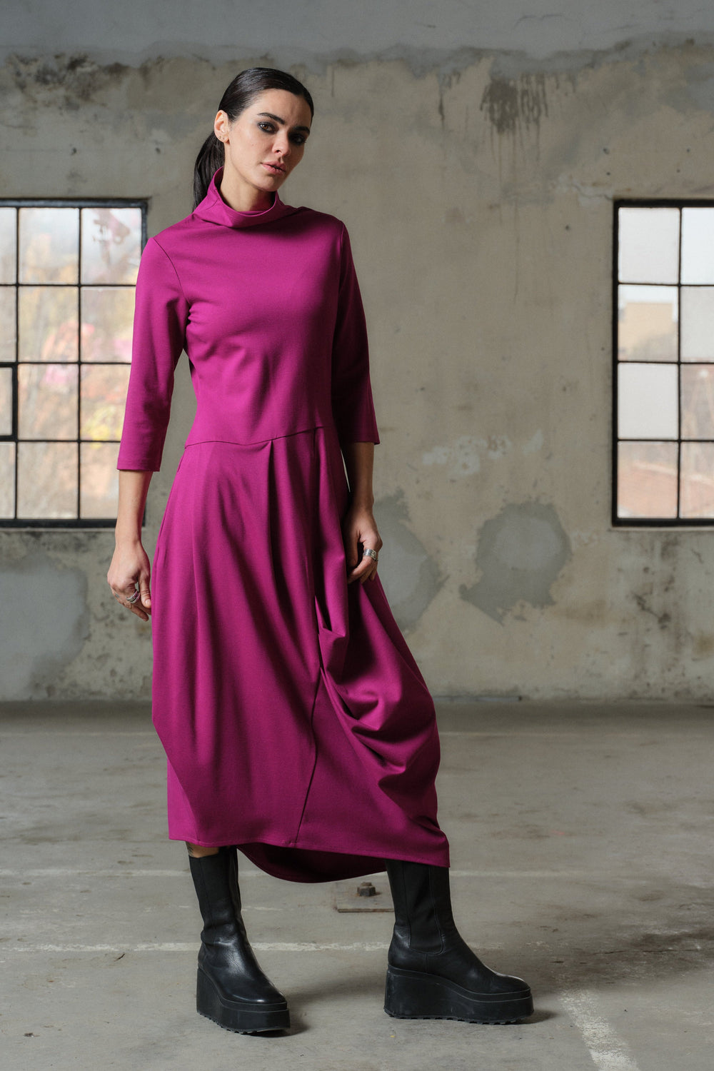 Avant garde winter asymmetrical long dress