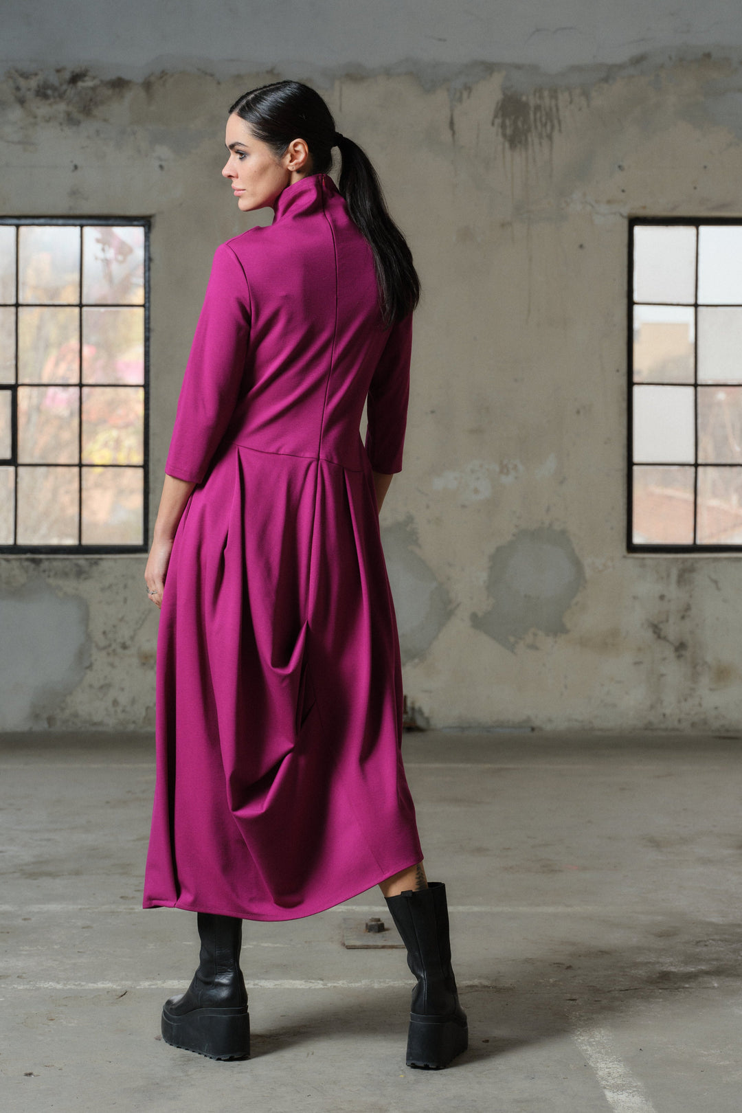 Avant garde winter asymmetrical long dress