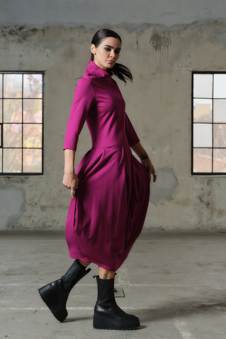 Avant garde winter asymmetrical long dress