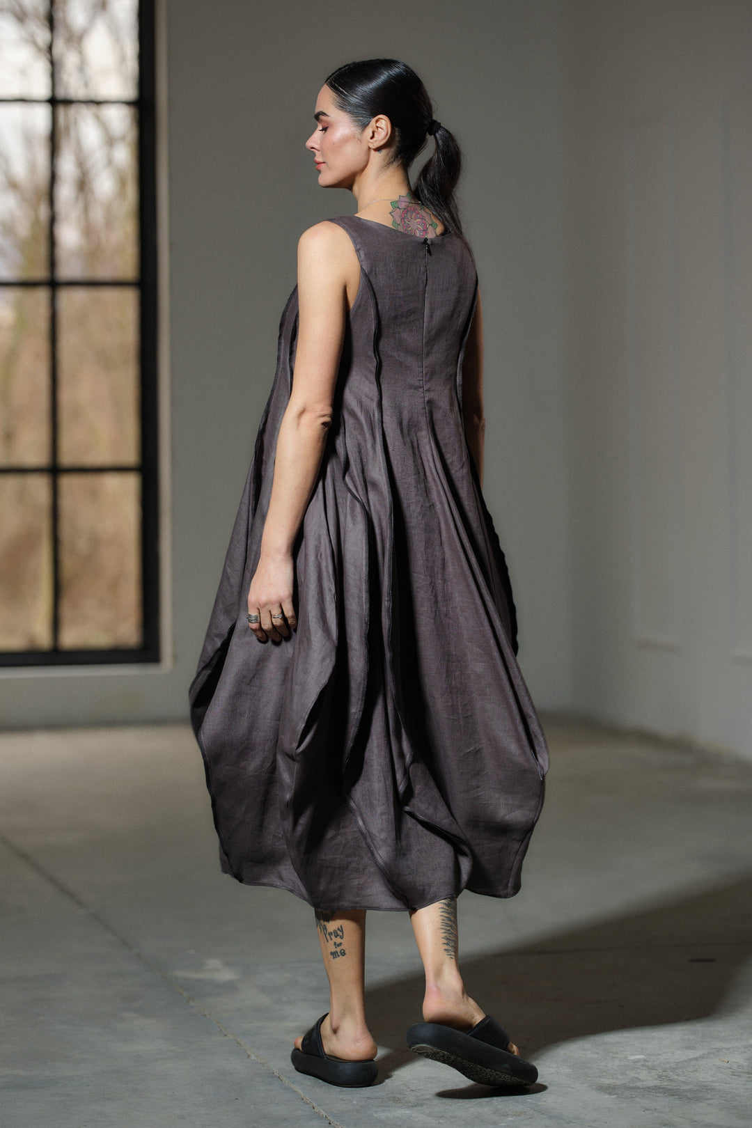 dark grey linen dress Linen dress JULY / Relaxed fit tunic dress / Dark grey
