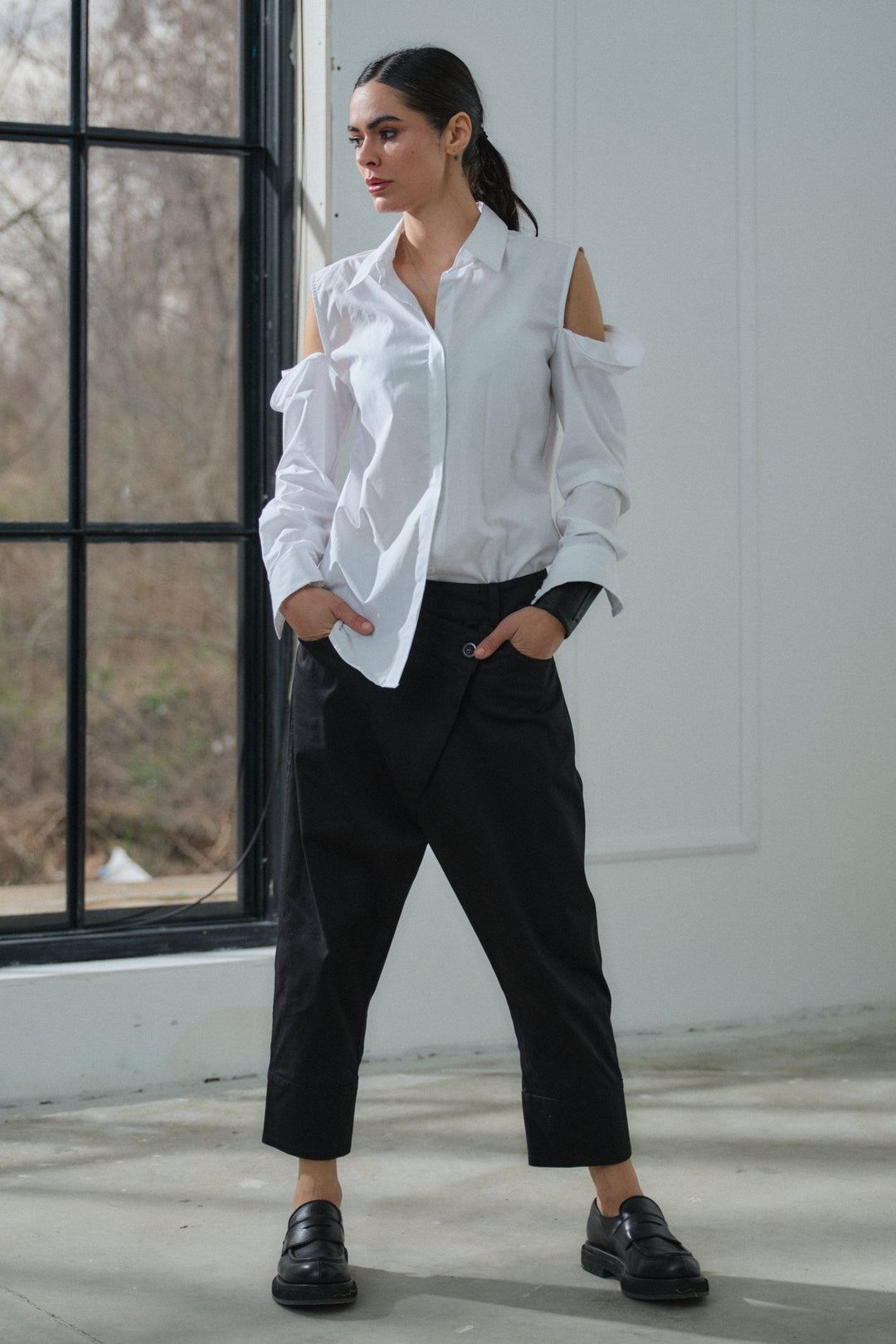 Black cotton cropped pants XXL / Black Black cotton cropped pants XXL / Black