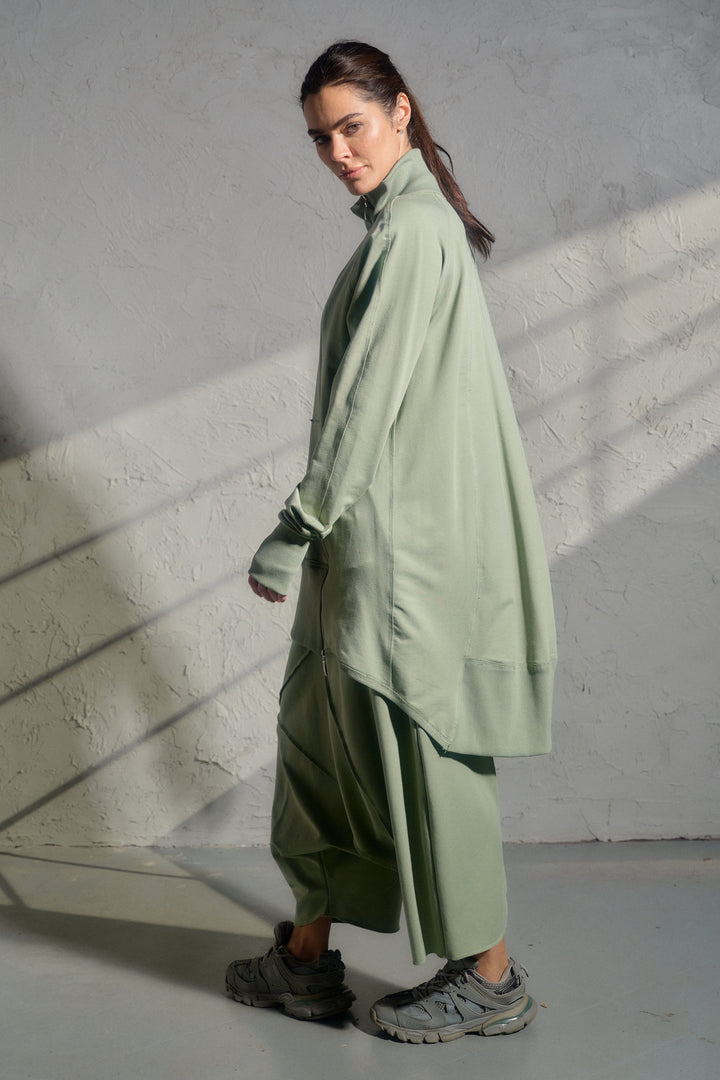 Avant garde loose fit sweatshirt in green tea color