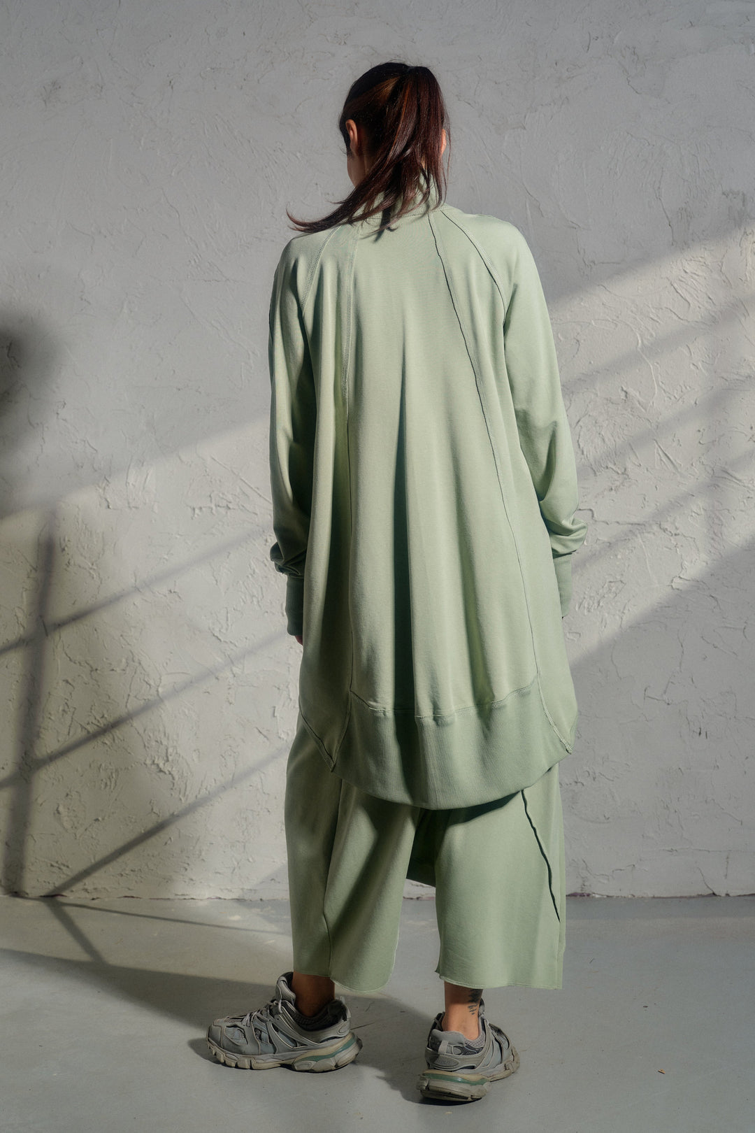 Avant garde loose fit sweatshirt in green tea color