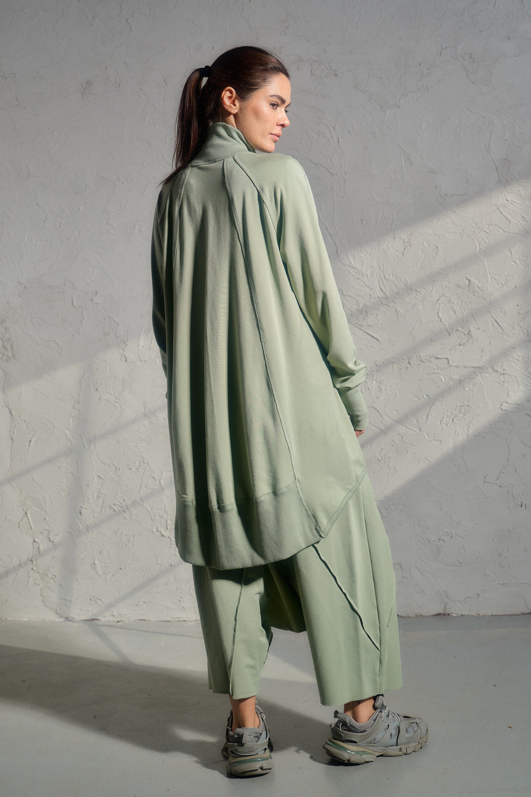 Avant garde loose fit sweatshirt in green tea color