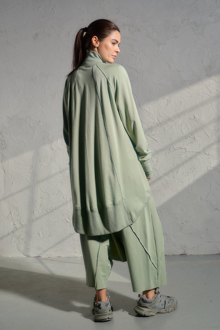 Avant garde loose fit sweatshirt in green tea color