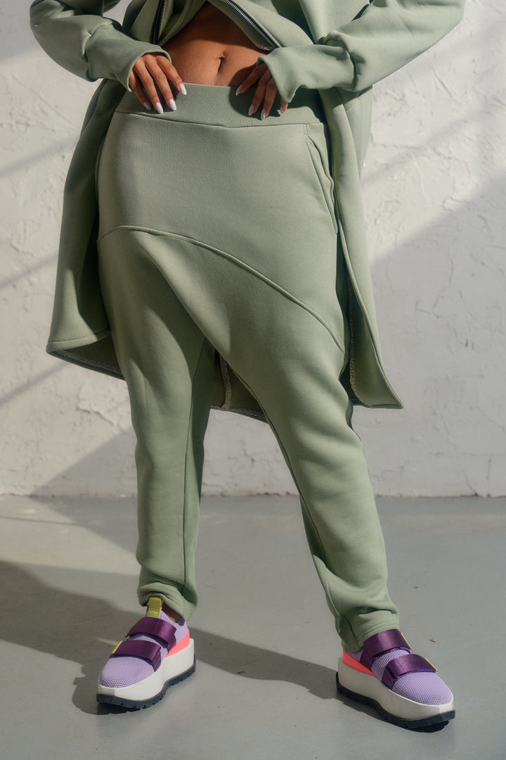 Green Tea Asymmetrical Harem Pants