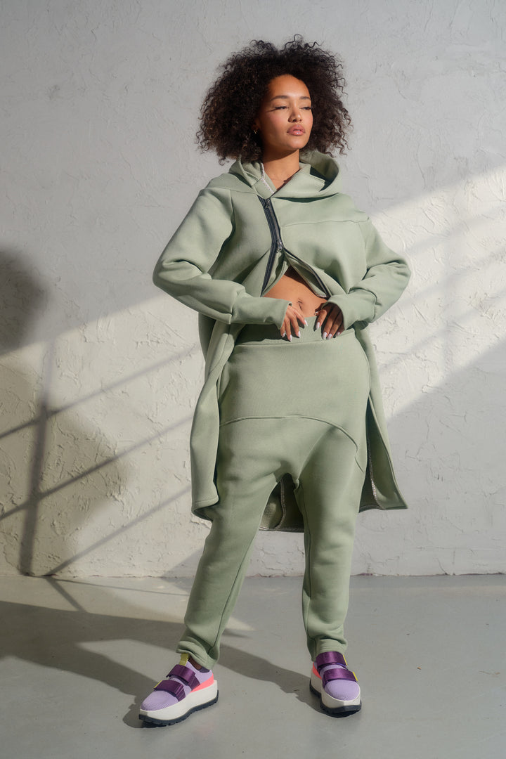 Green Tea Asymmetrical Harem Pants