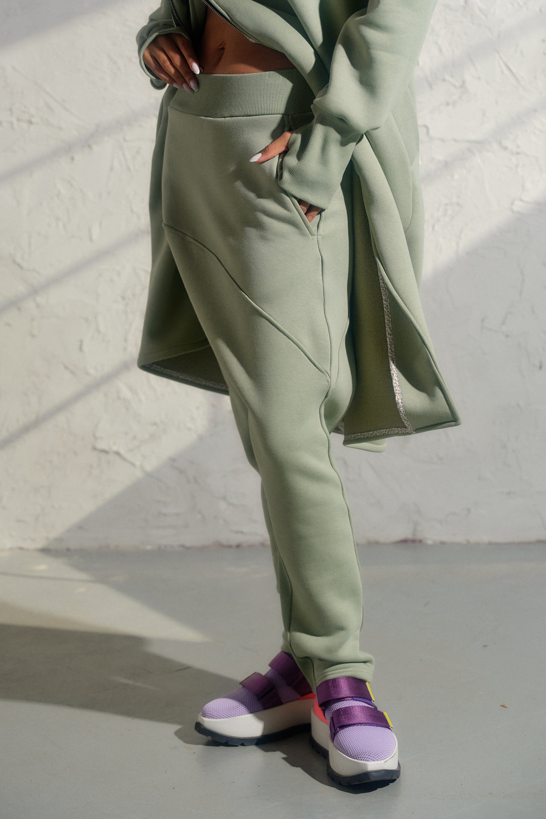 Green Tea Asymmetrical Harem Pants