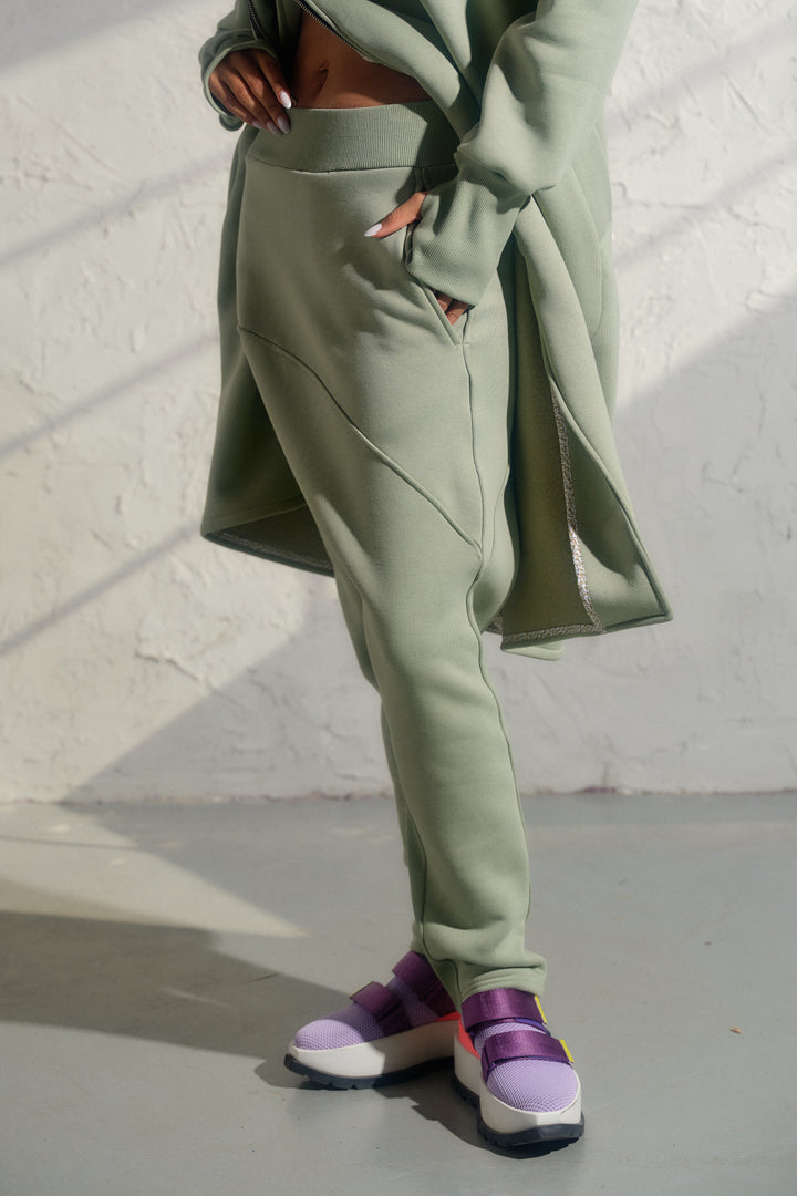 Green Tea Asymmetrical Harem Pants