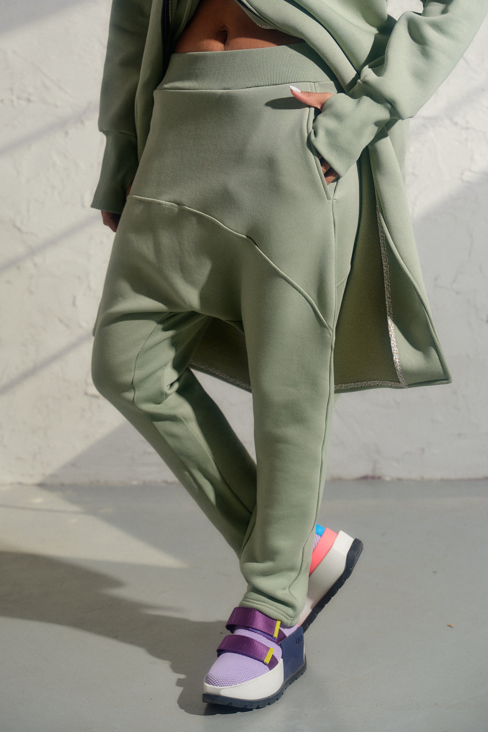 Green Tea Asymmetrical Harem Pants