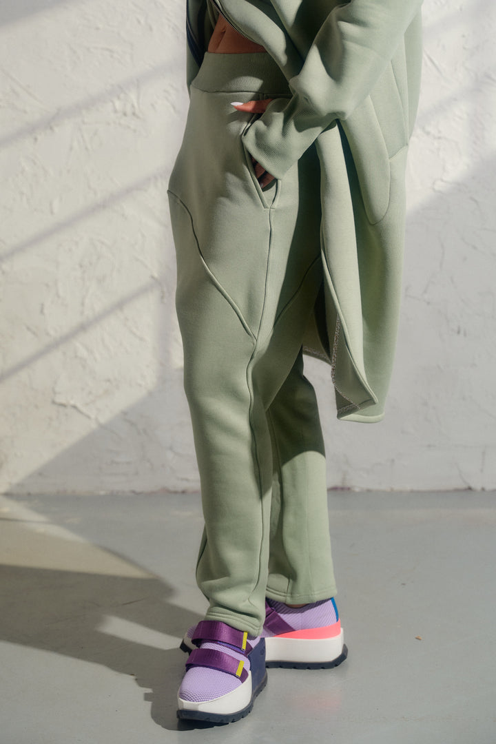 Green Tea Asymmetrical Harem Pants