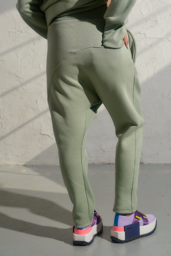 Green Tea Asymmetrical Harem Pants