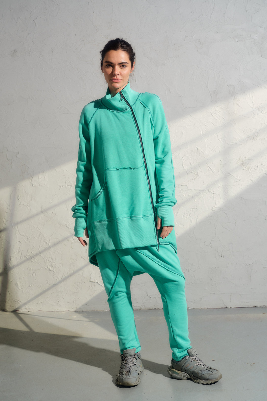 Felpa oversize asimmetrica gialla da donna