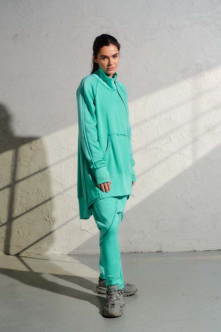 Felpa oversize asimmetrica gialla da donna