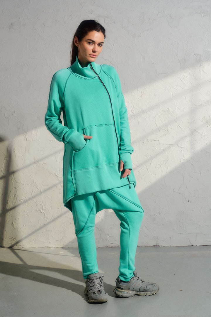 Felpa oversize asimmetrica gialla da donna