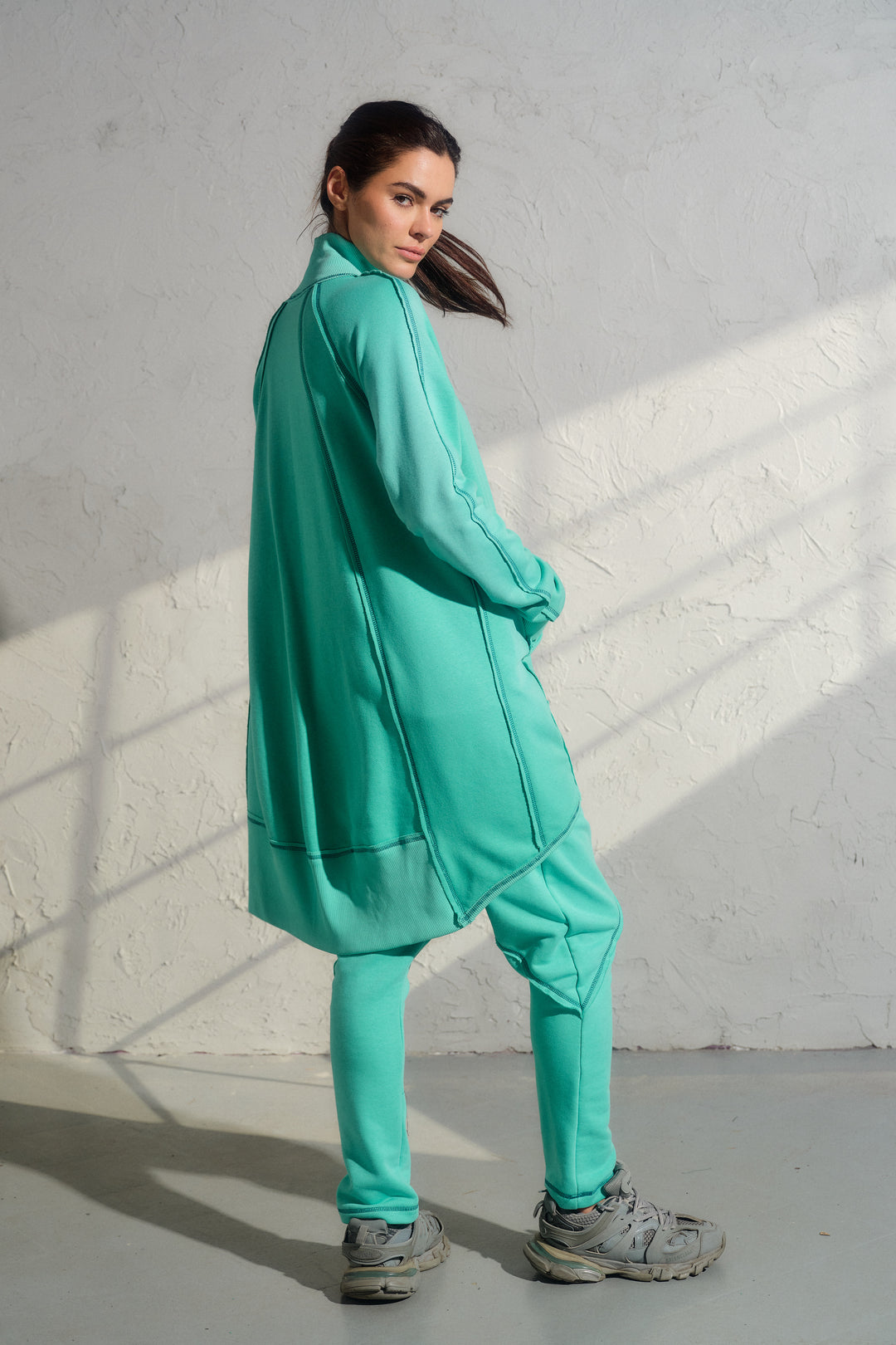 Felpa oversize asimmetrica gialla da donna