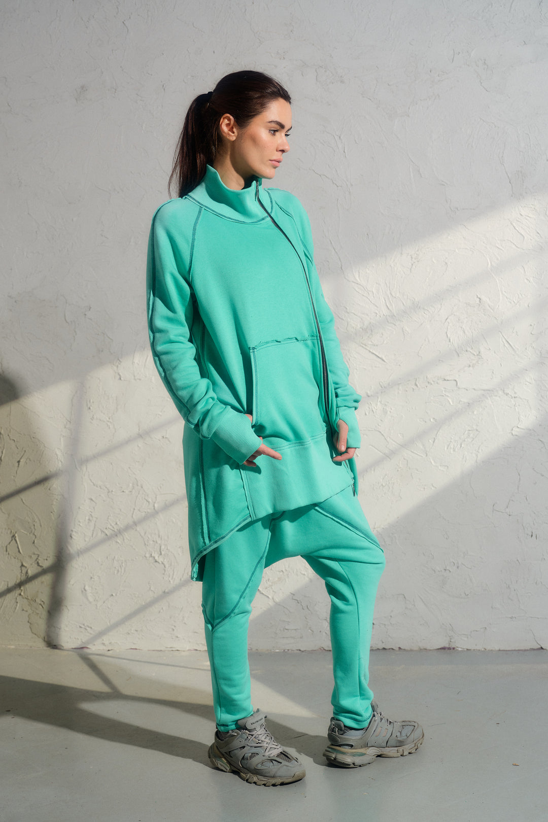 Felpa oversize asimmetrica gialla da donna