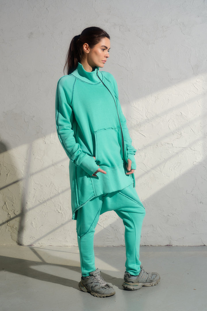 Felpa oversize asimmetrica gialla da donna