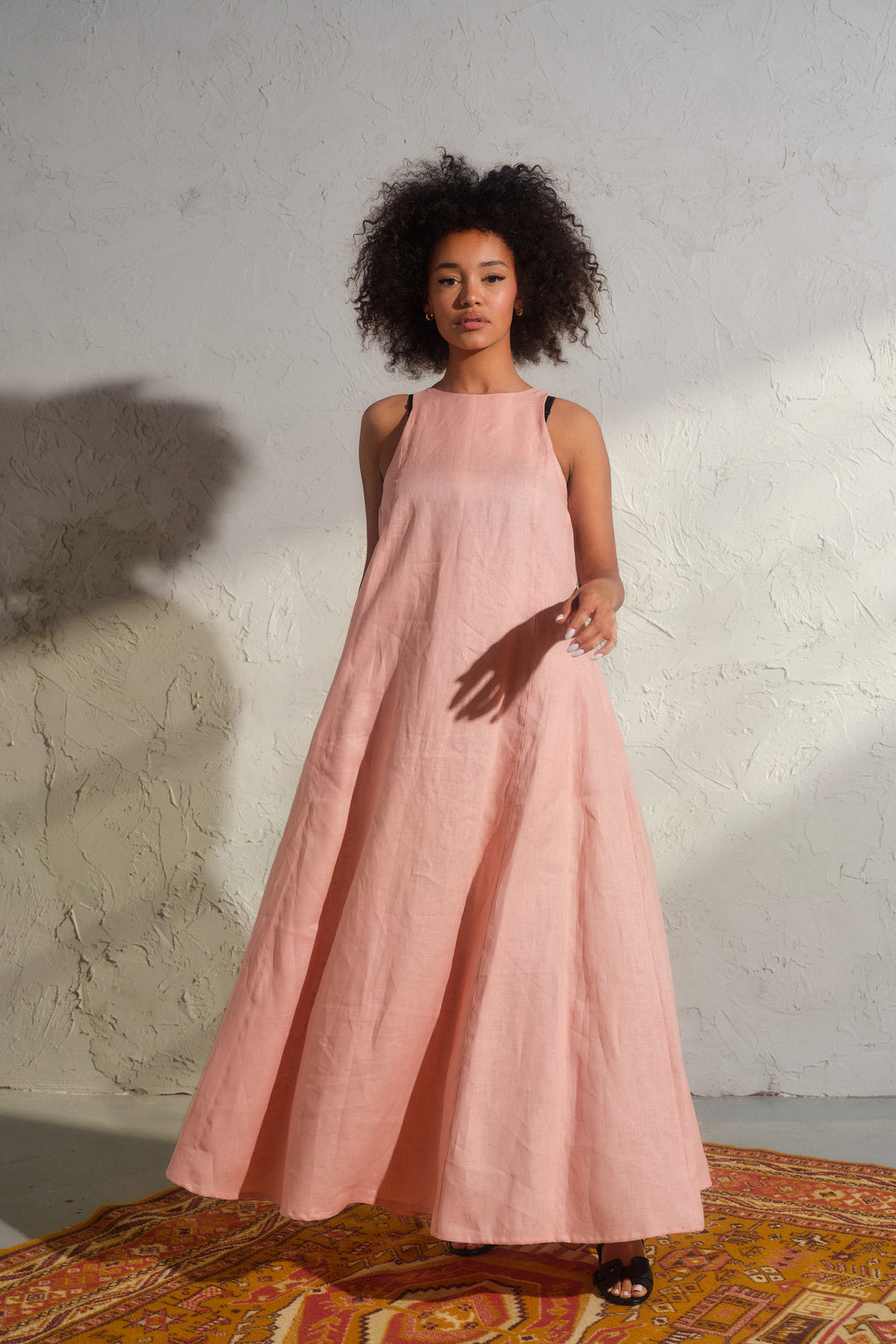 Ash rose summer maxi a-line linen dress