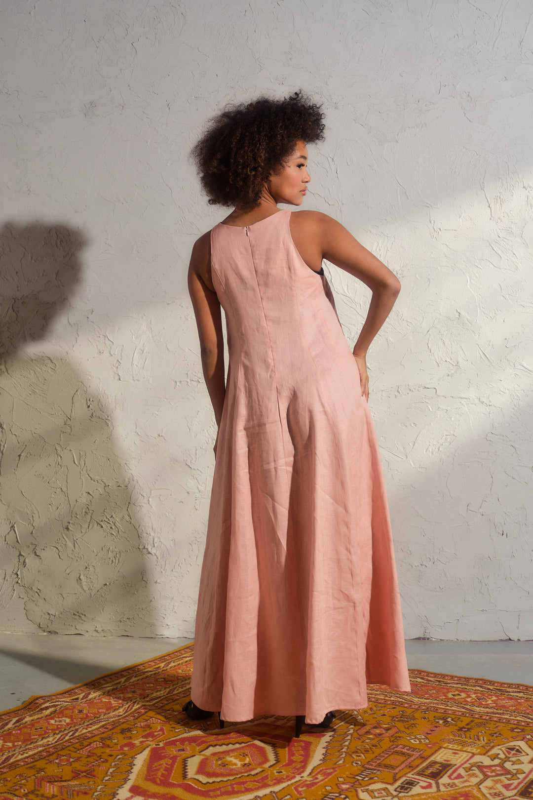 Ash rose summer maxi a-line linen dress