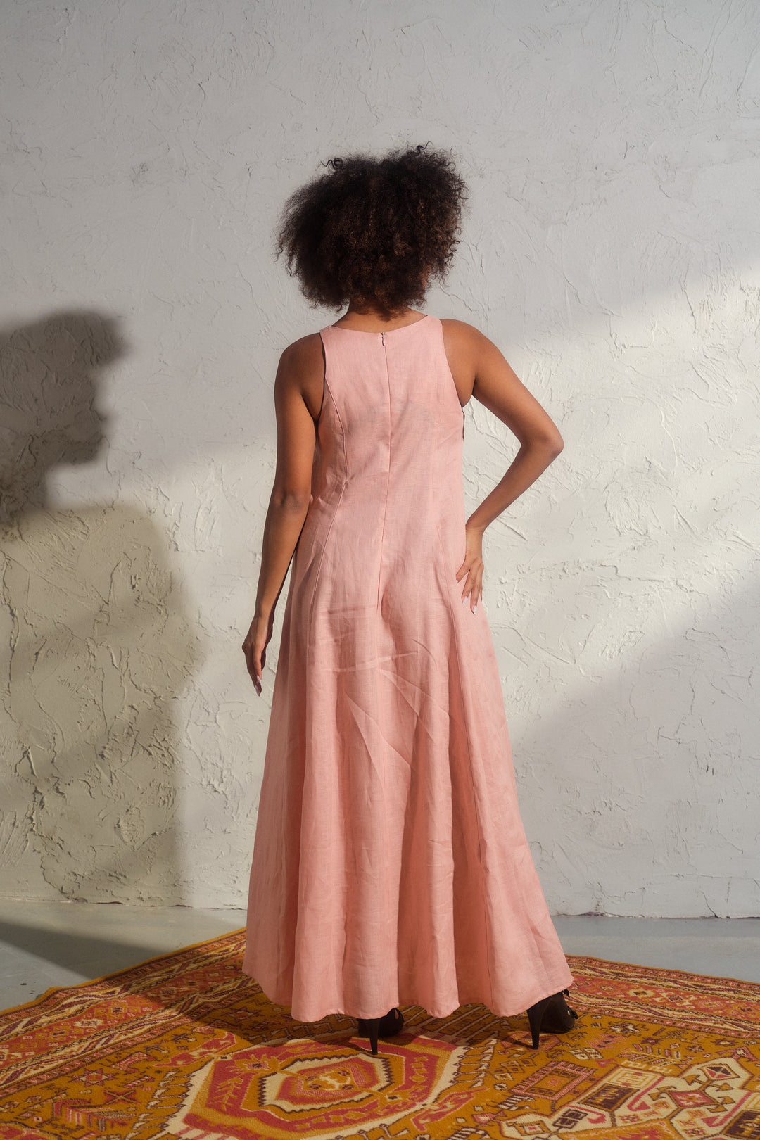 Ash rose summer maxi a-line linen dress