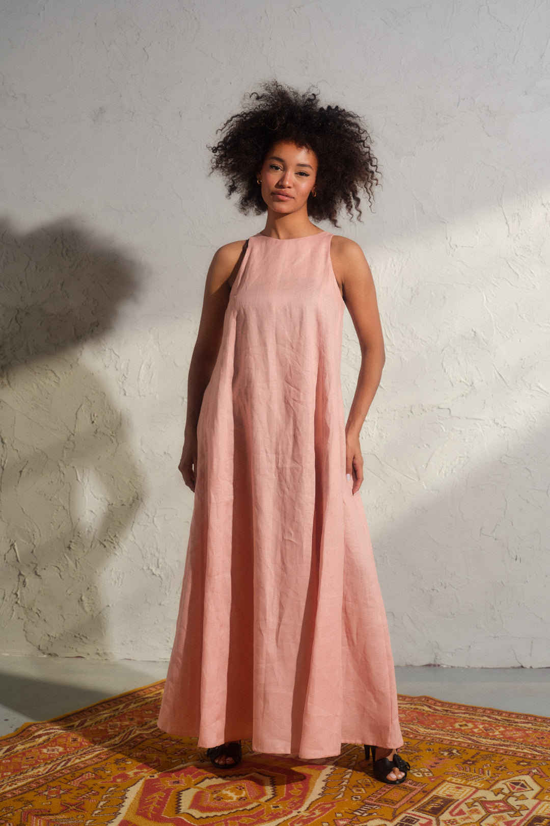 Ash rose summer maxi a-line linen dress