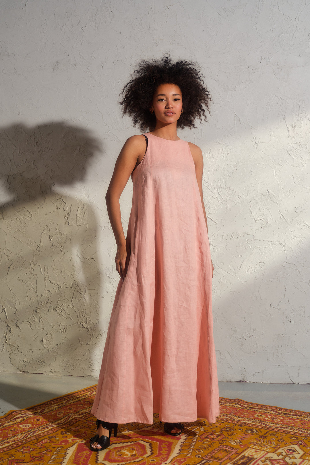 Ash rose summer maxi a-line linen dress