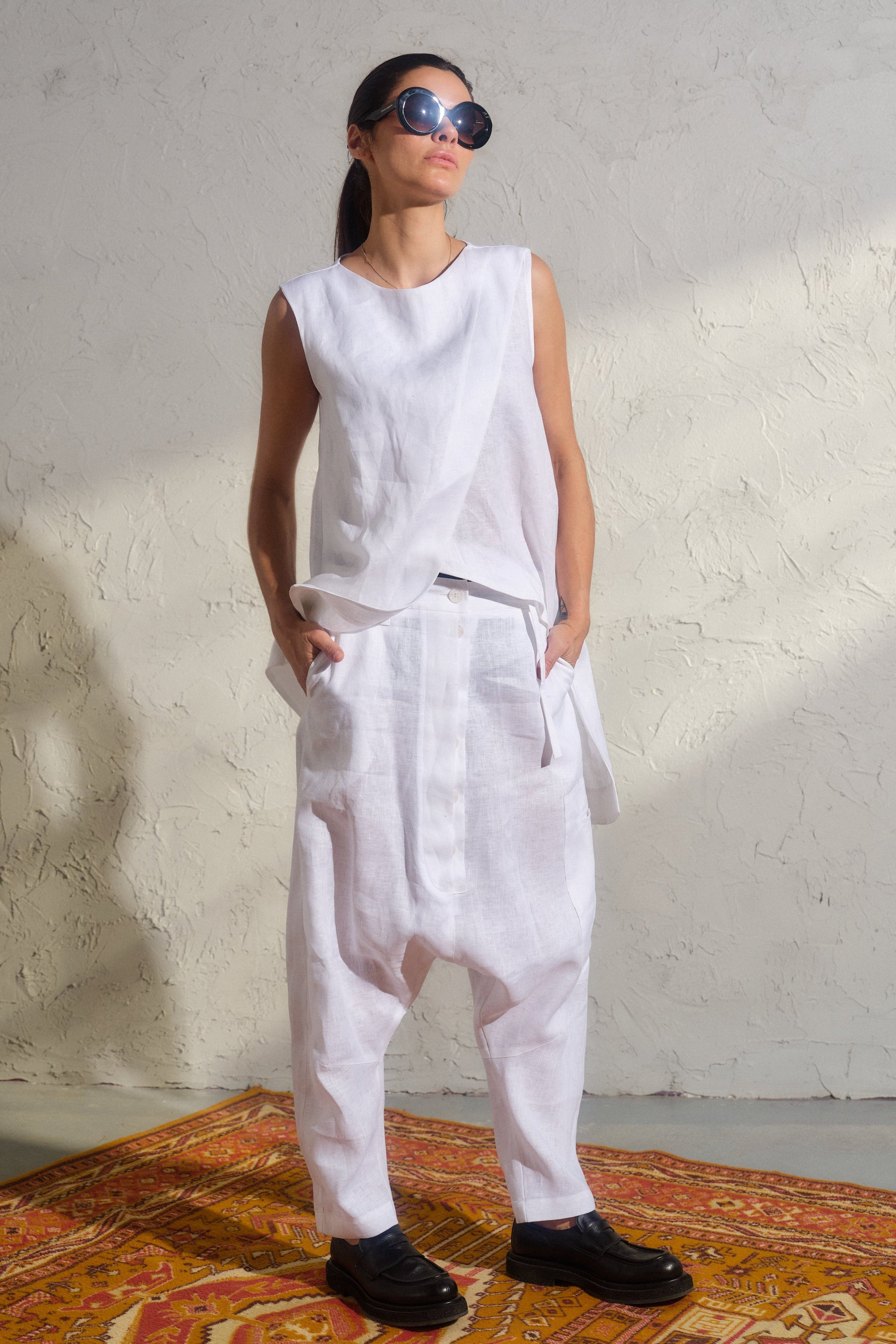 Shop Sustainable Linen Drop-Crotch Women's Pants - Eco-Friendly