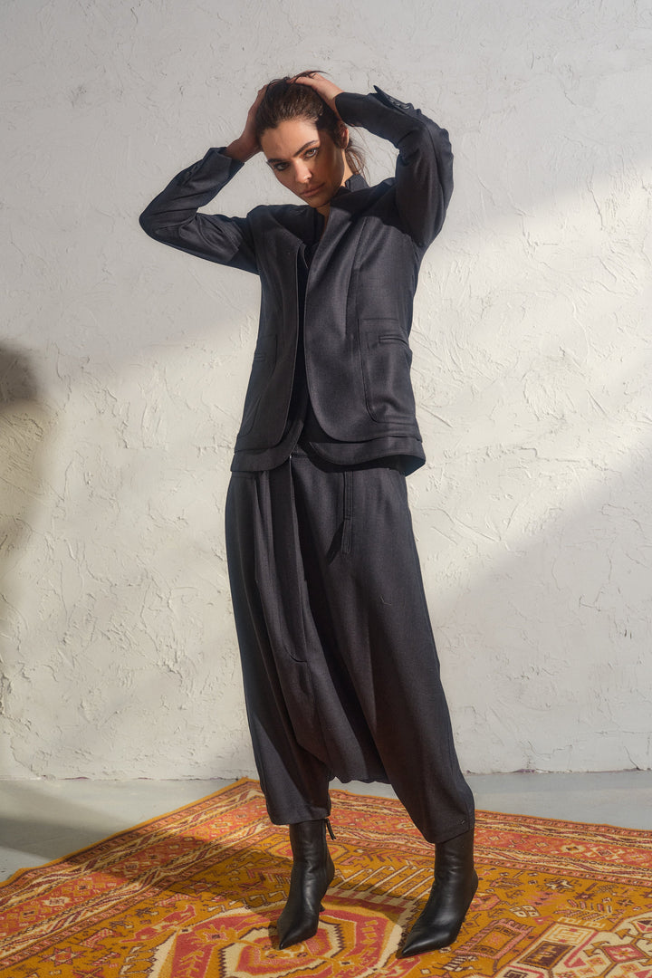 Wool Blazer with Double Lapels