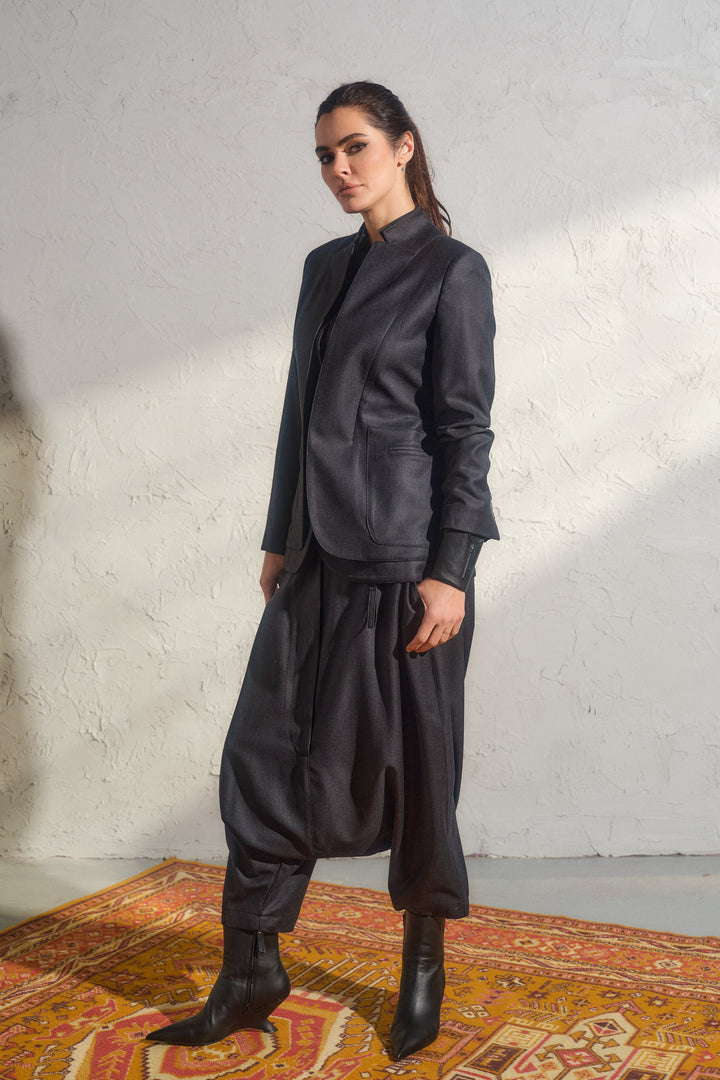 Wool Blazer with Double Lapels