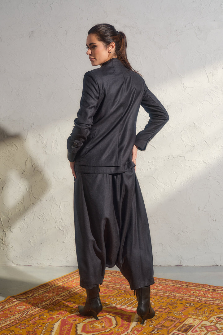 Wool Blazer with Double Lapels