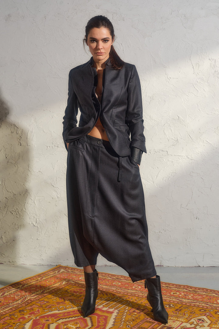 Wool Blazer with Double Lapels