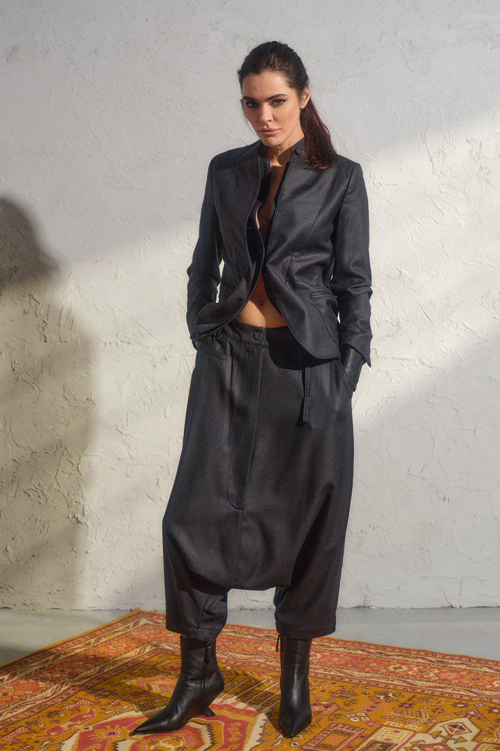 Wool Blazer with Double Lapels