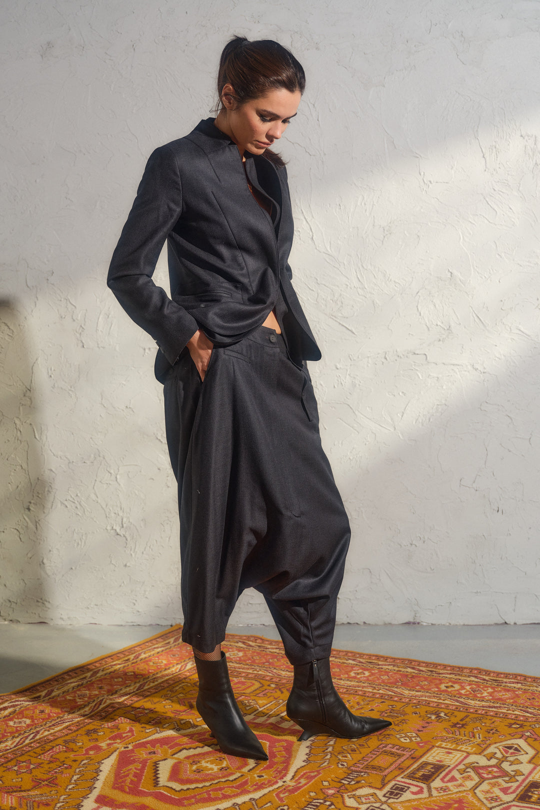 Wool Blazer with Double Lapels