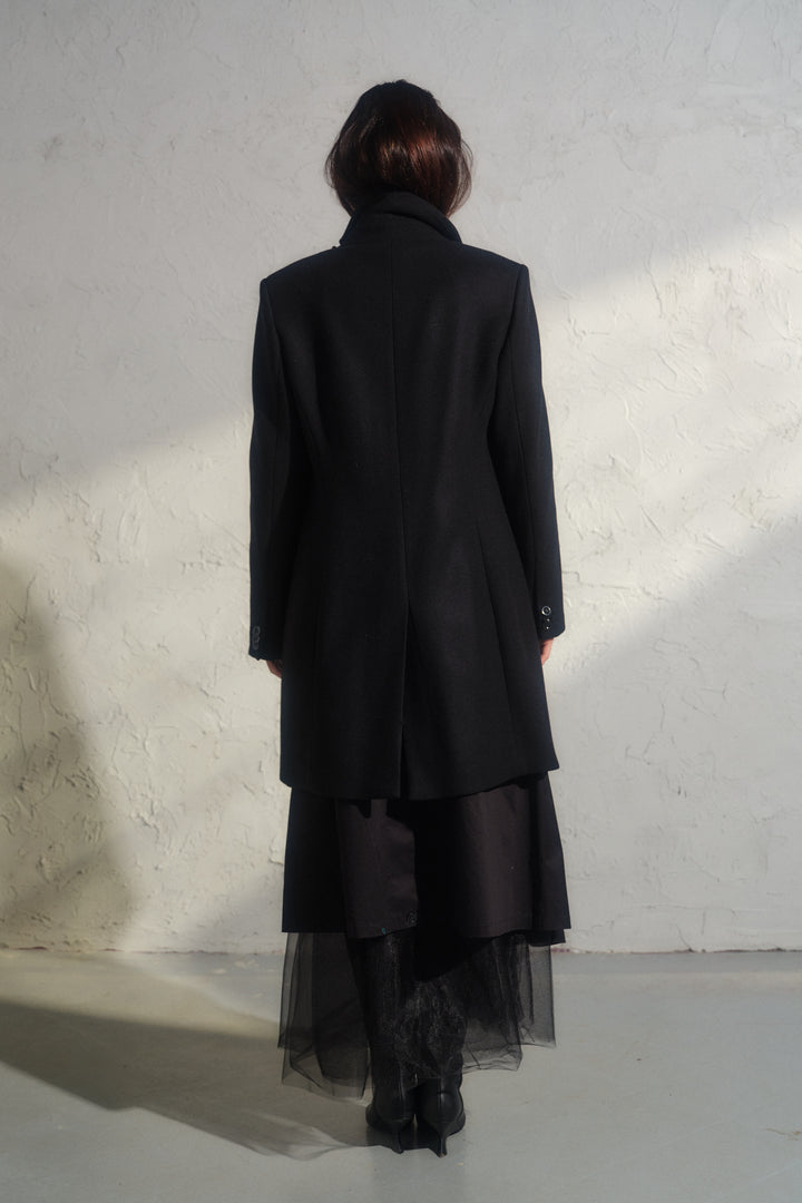 Minimalistic black wool coat