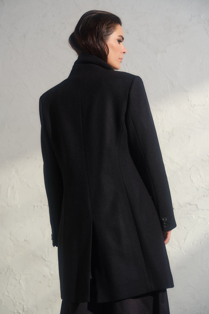 Minimalistic black wool coat