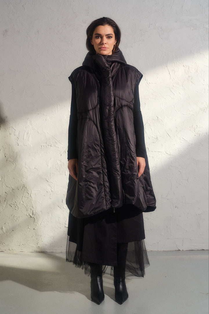 Oversized black autumn/winter maxi puffer gilet